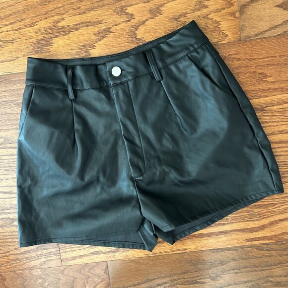 Black Vegan Leather Women's Shorts Size Small High Waist - Picture 9 of 10